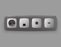 Лицевая панель OMEGA (Серебро глянец) для компьютерной/телефонной розетки RJ-45/RJ-11 QUANT (Ambrella Volt, OP4120)